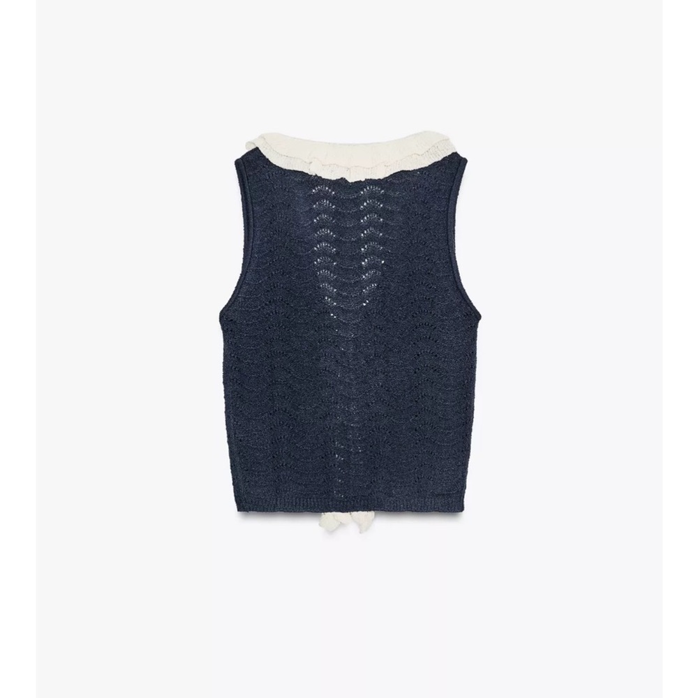 Zara Contrast Ruffle Top - Picture 5 of 9